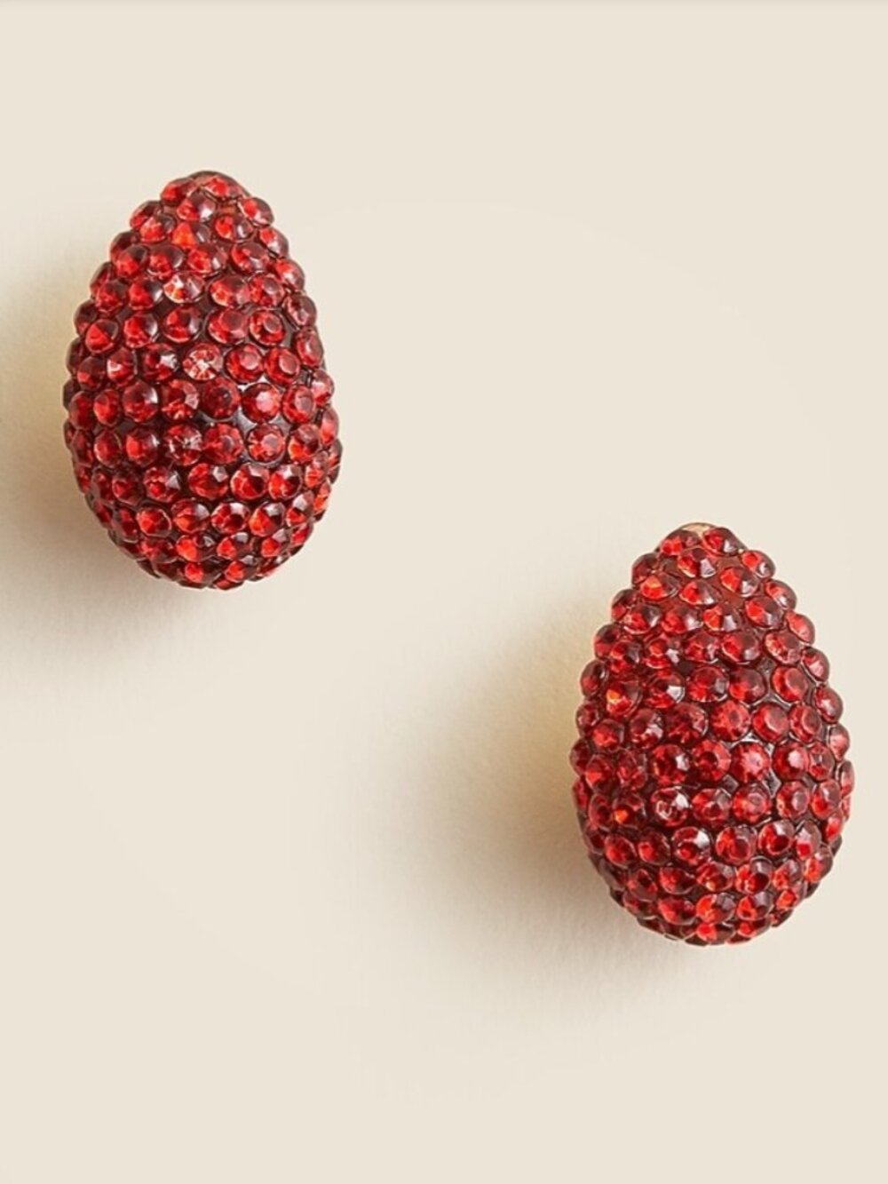 J.Crew Red Crystal Stud Earrings Hoops NEW